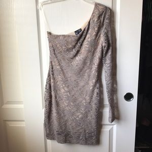 Grey lace homecoming dress